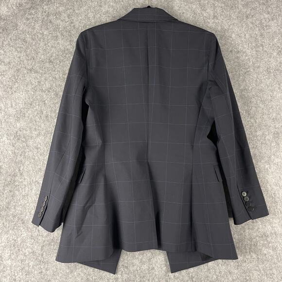 Theory Etiennette B Good Wool Blazer Womens 10 Blue Traceable Grid Career NWT - Picture 14 of 16